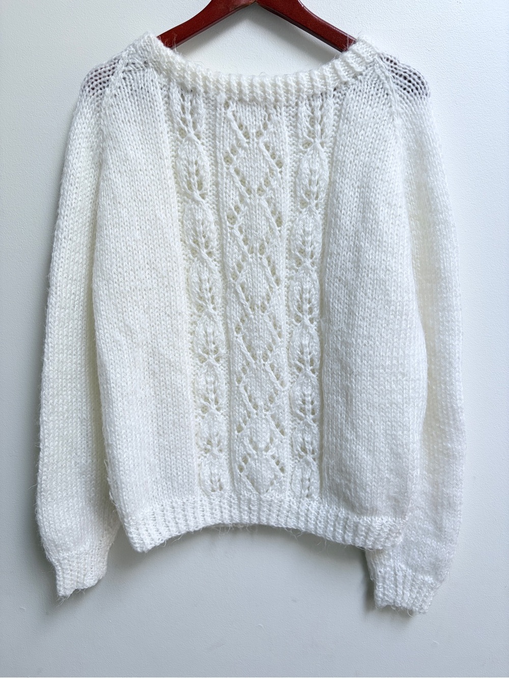 Handmade White Cable Knit Women's Sweater